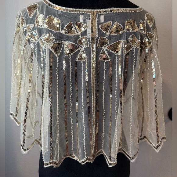NWOT Rachel Zoe Gold Sequin Bolero Jacket Size O/S - Picture 4 of 7
